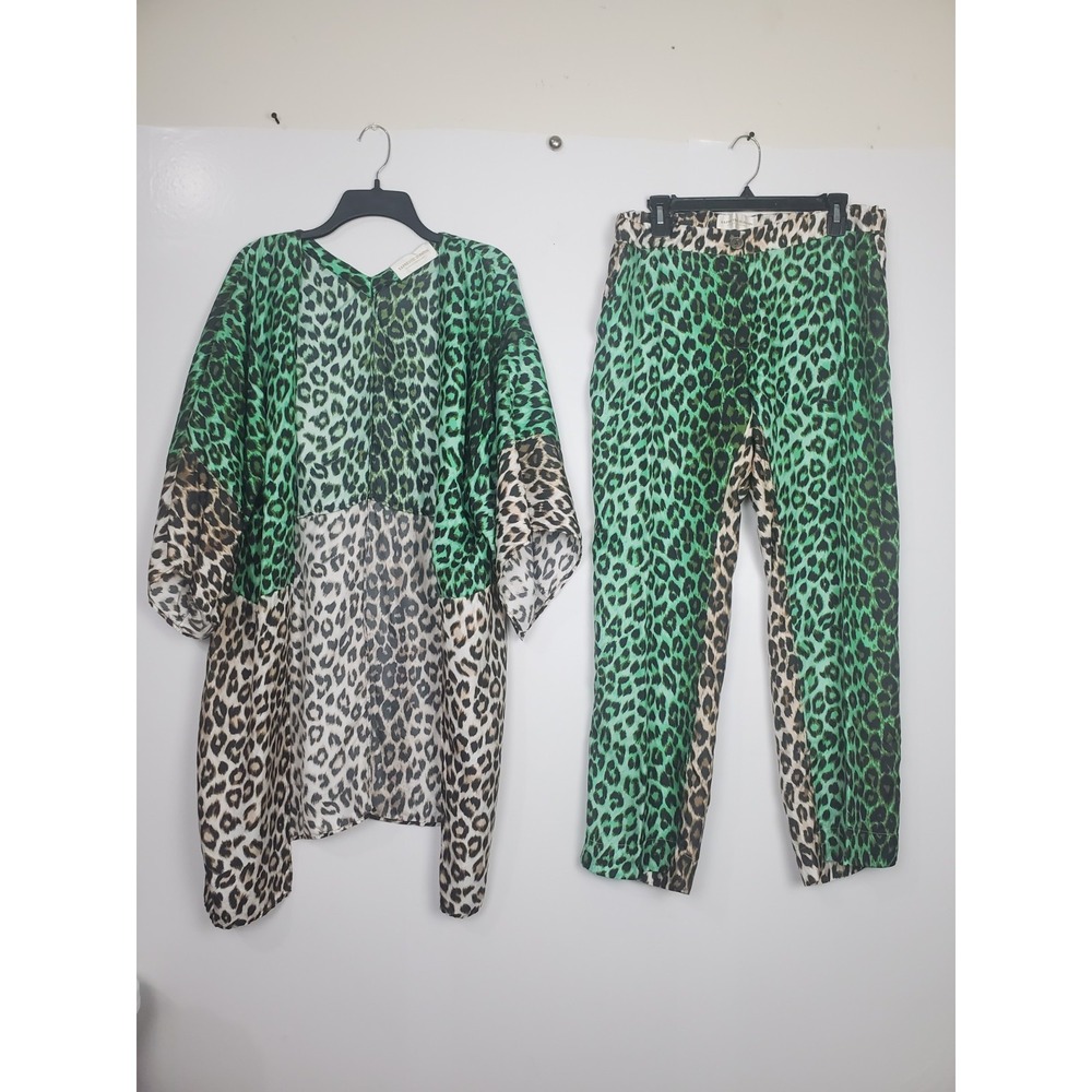 la Prestic Quiston women's leopard-print suit, 100% silk, size M Kimono-pants - Picture 2 of 16